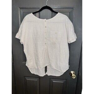 Mountain Hardwear Ivory Cotton Linen Button Front Short Sleeve XL anthro inspire